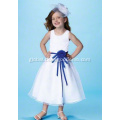 Flower Girl Dresses Ball Gown Round Neck Tea-length Satin Tulle Flower Girl Dress Supplier